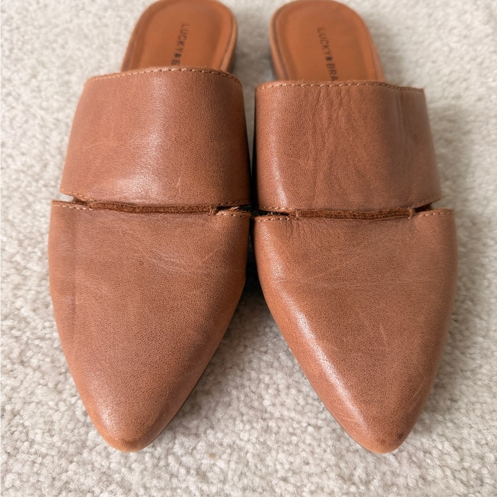 Lucky Brand Women's Brown Leather Mules